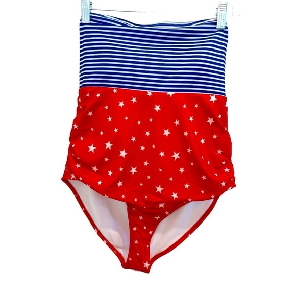 Outdoor Oasis Swimsuit 0X Red White Blue Stars Stripes Removable Strap NWT - Picture 1 of 6
